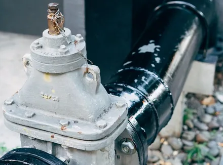 Backwater valve installed on a black sewer line